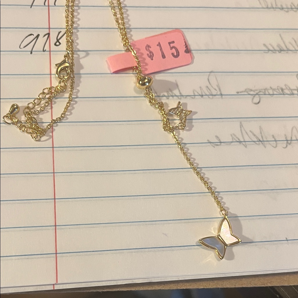 Gold Butterfly And Star Necklace 977